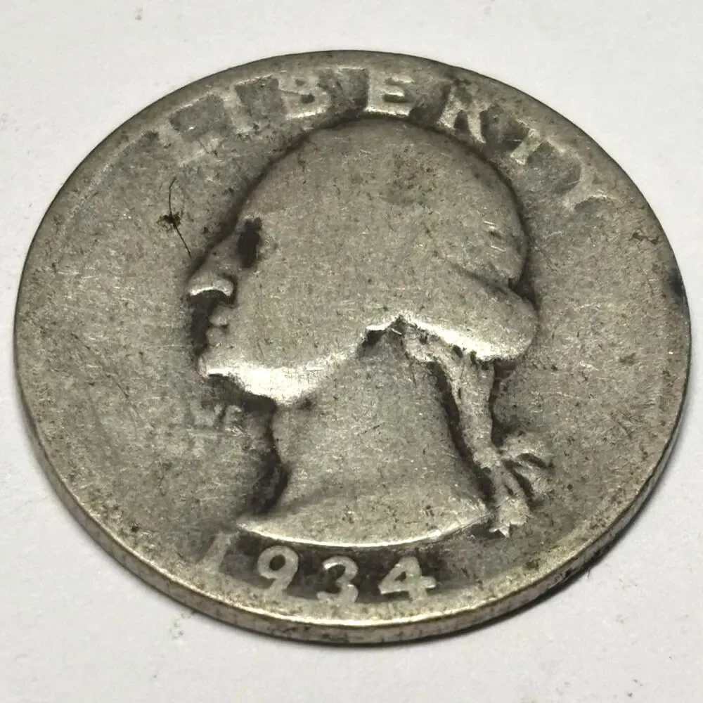 1934 Washington Silver Quarter 90% Silver Circulated U.S. Coin Nice Collector Pi